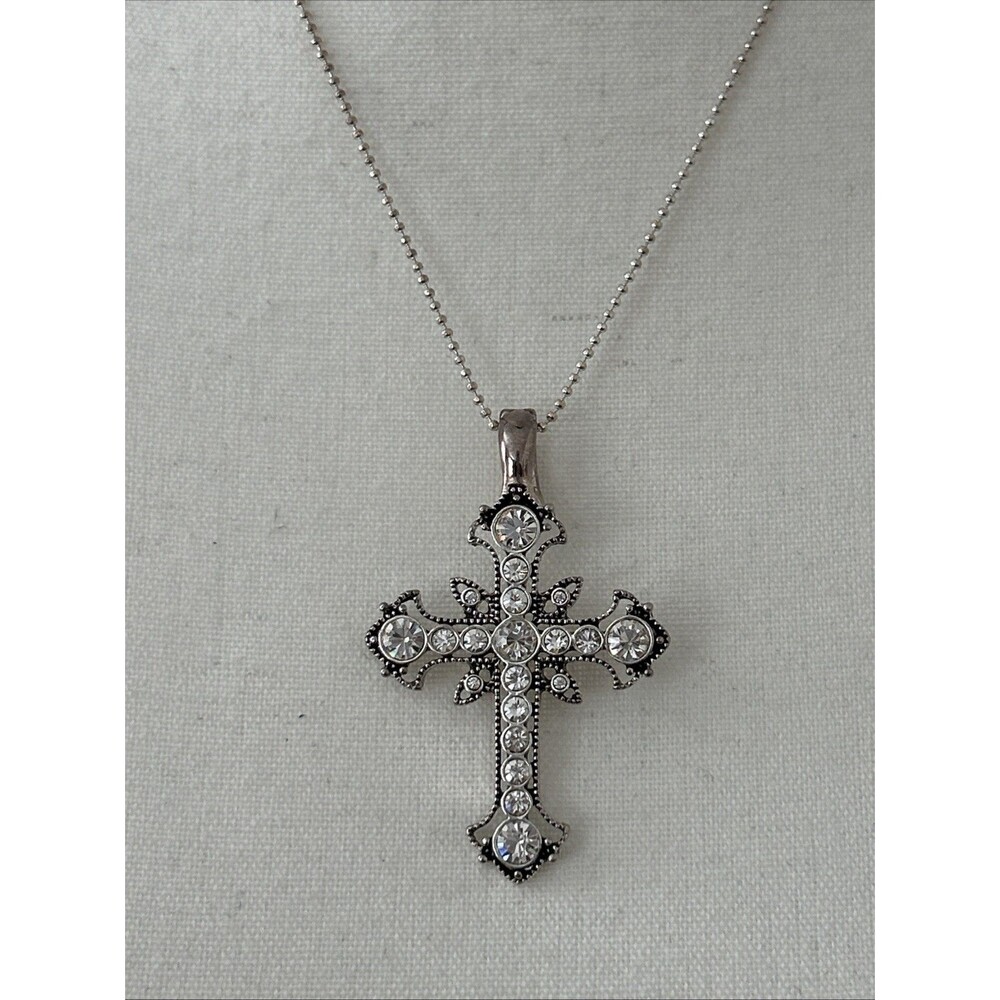 Premier Designs Grace 2 1/2” Cross Pendant Jewelry 18” Ball Chain W/3”Extender